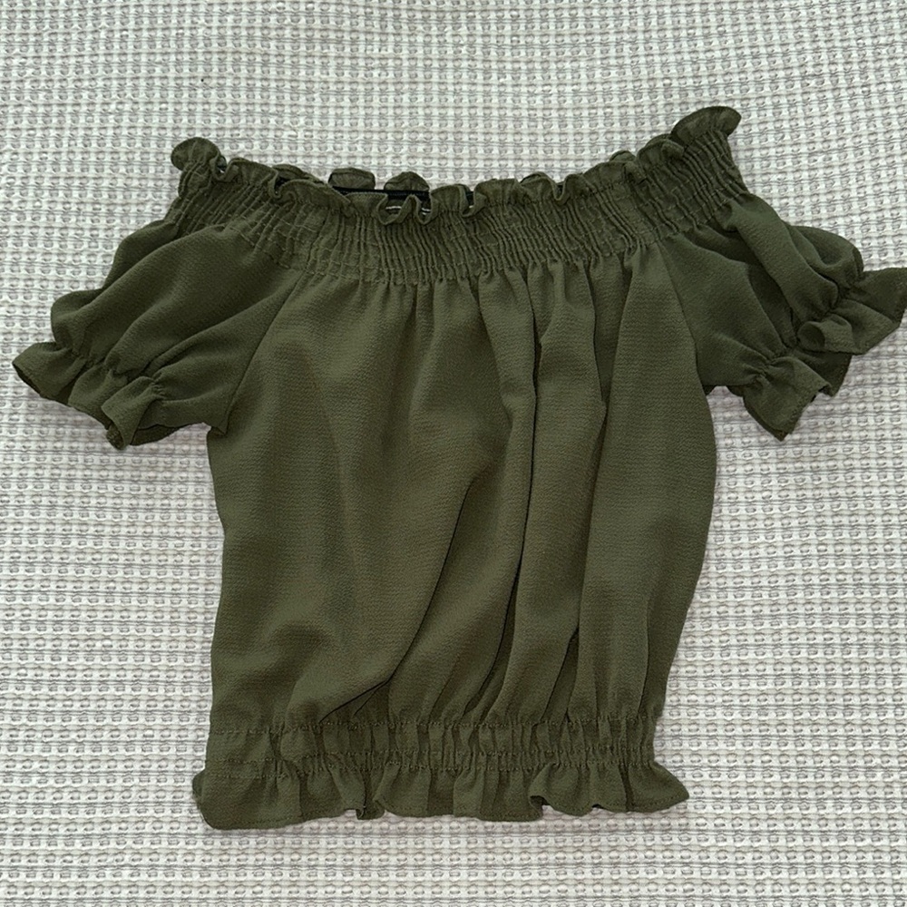 Olive Green Off-Shoulder Women's Top